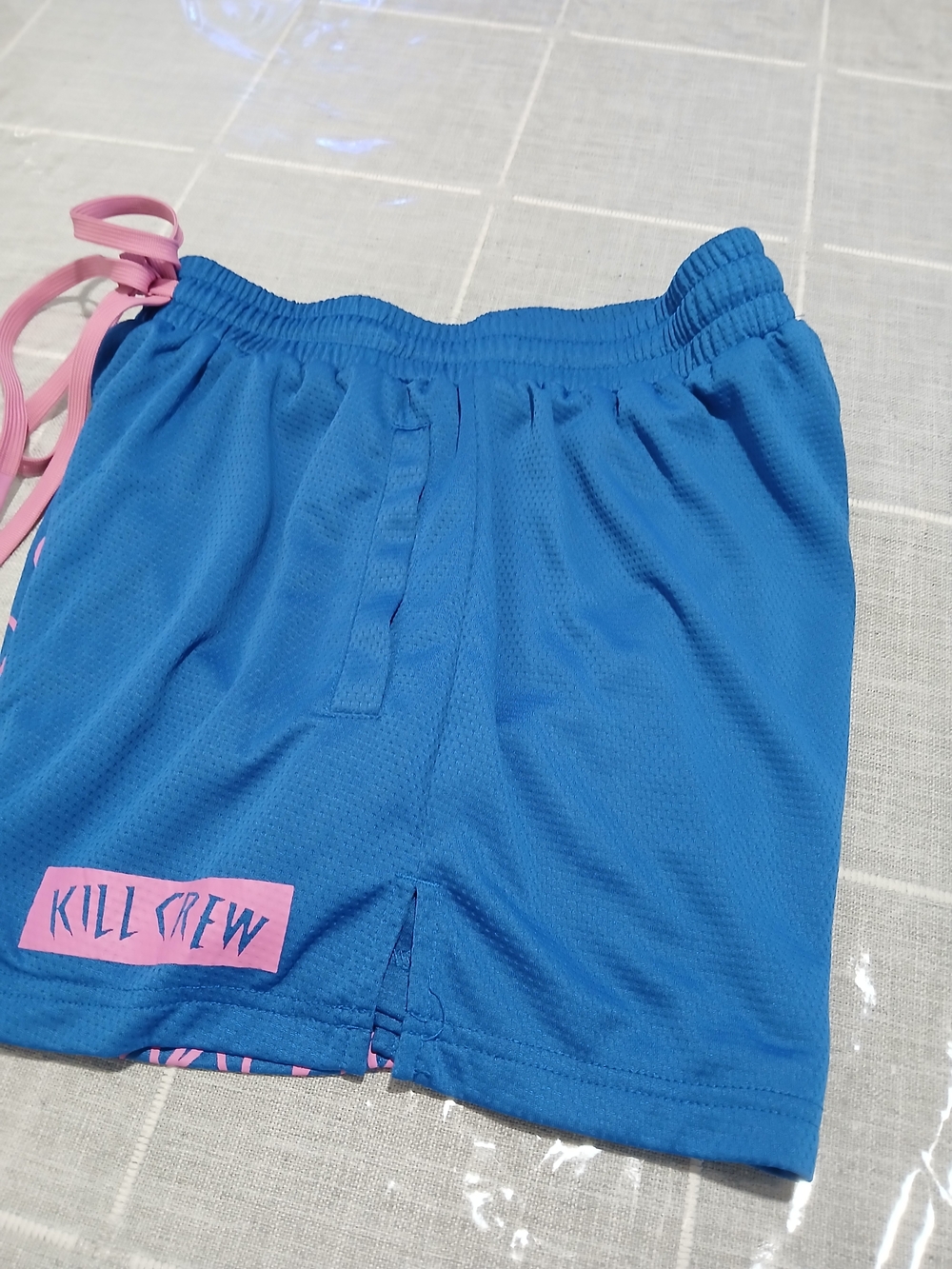 Kill Crew Bright Blue Athletic Shorts with Pink Accents